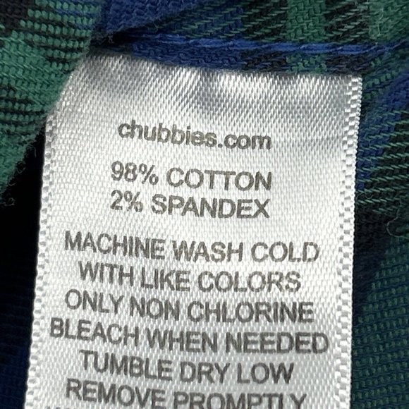 Men's‎ Chubbies Long Sleeve Button Down Flannel Shirt Blue Green Tartan Plaid L - Picture 4 of 9